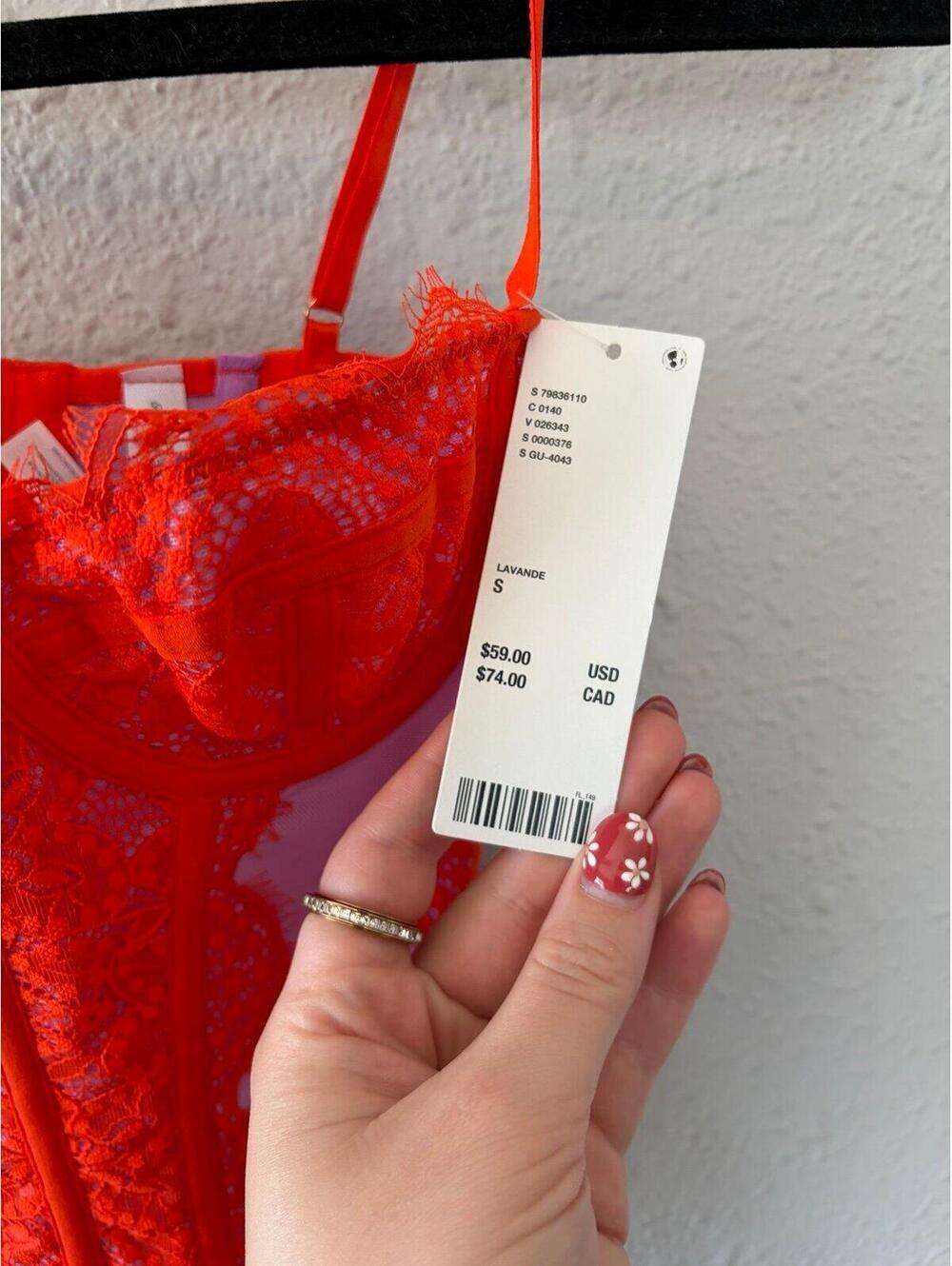 NWT Urban Outfitters Out from Under Purple/Red Lace Corset Top size S. $59 retai - Picture 3 of 4